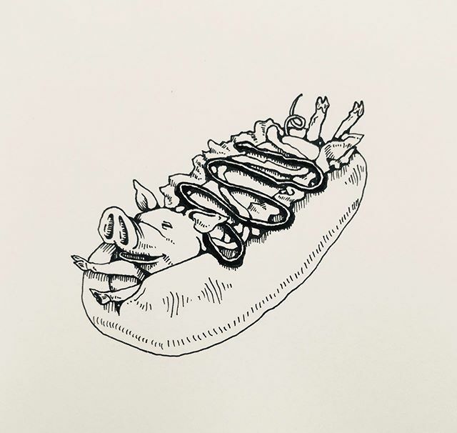 エイマ Eima Auf Twitter ホットドッグ Hot Dog イラスト アート 絵 画 イラストレーター デザイン イラストグラム ドローイング ブタ ホットドッグ Illustration Illustrator Art Design Drawing Artist Painting Artwork Pig Hotdog T Co