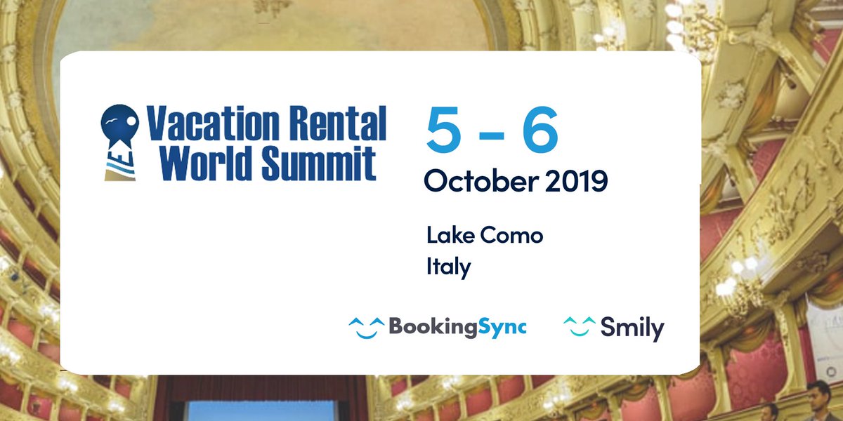 www_smily_com's tweet photo. [EVENT] We are excited to be attending the Vacation Rental World Summit as a Bronze sponsor. This event connects hosts, property managers and Industry Pros from around the world. Looking forward to meeting you! https://t.co/eSX5RArVFl #VRWS19 #BookingSync #Smily https://t.co/wfAMjEQLOL