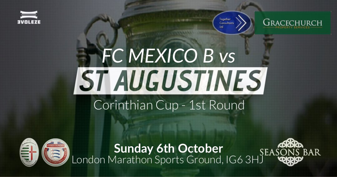This Sunday we turn our attention away from the League as we travel to Hainult to face FC Mexico B in the first round of the Corinthian Cup. #SAINTS #RoadToAveley 🏆 
•
•
TEAM SPONSOR: @seasons_bar 
•
•
MATCHDAY PARTNERS: Together Consultants Ltd &amp; Gracechurch Property