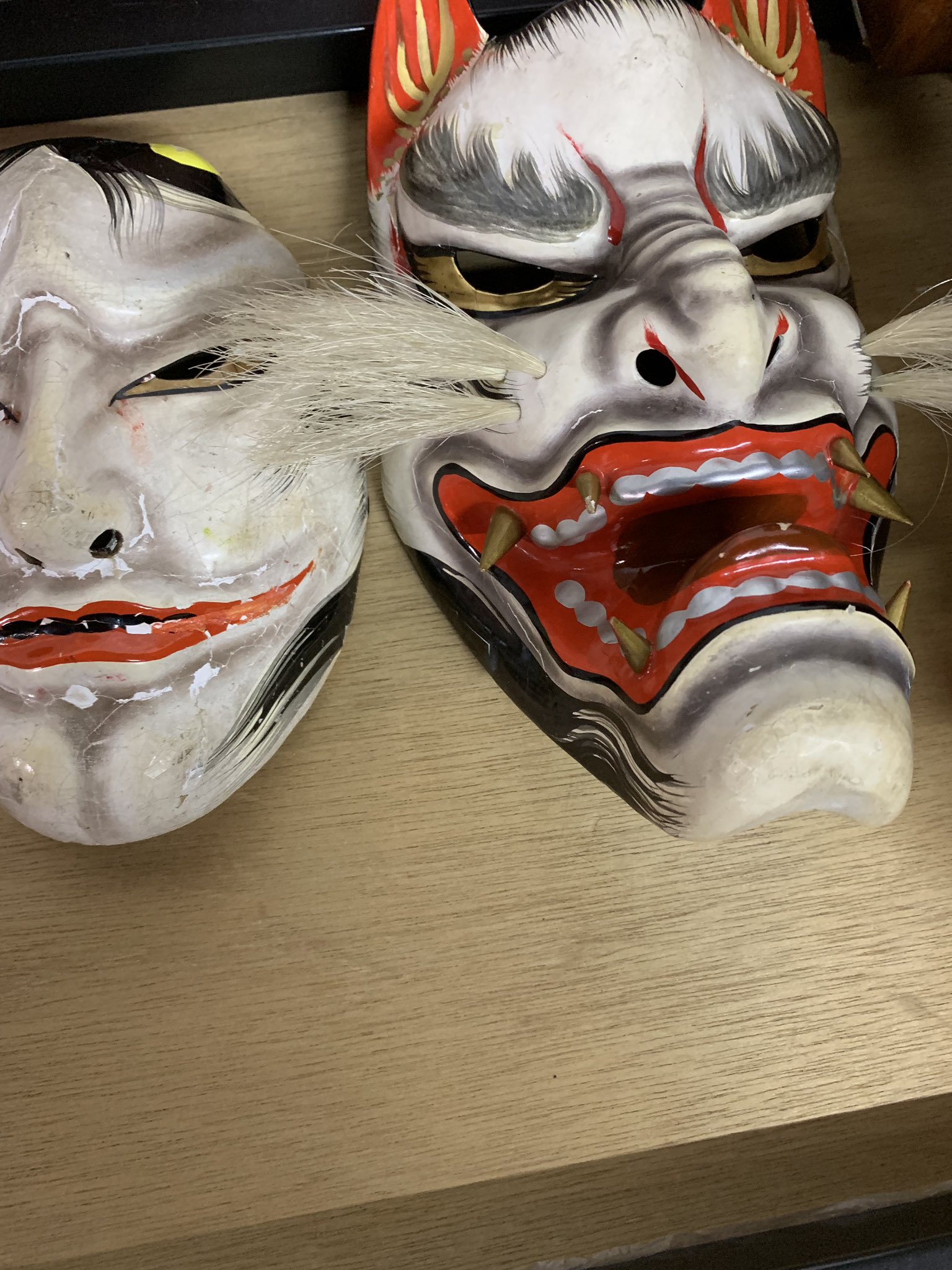 お祭り面・悪狐・木彫品