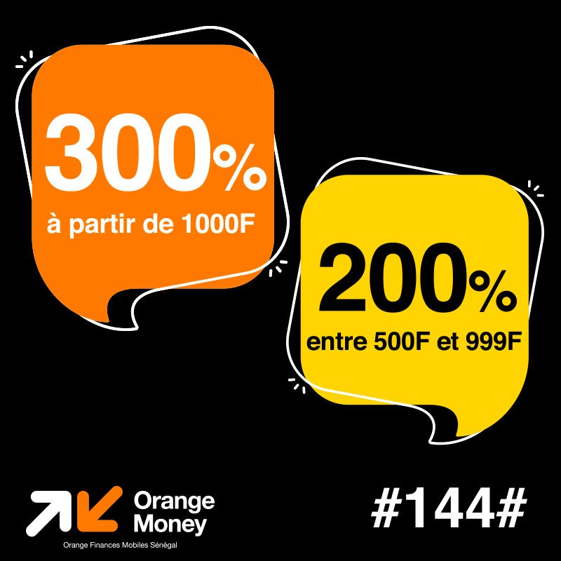 orange_sn's tweet photo. Ce Vendredi 04 Octobre à partir de 08H jusqu’à demain à 23H59, c’est #BonusMania avec #OrangeMoney.
300% de bonus par OM à partir de 1000F.
200% de bonus par OM entre 500F et 999F.
Offre réservée aux clients Jamono Max, Jamono Allo, Jamono New S’cool. https://t.co/fcDiKxXgEN