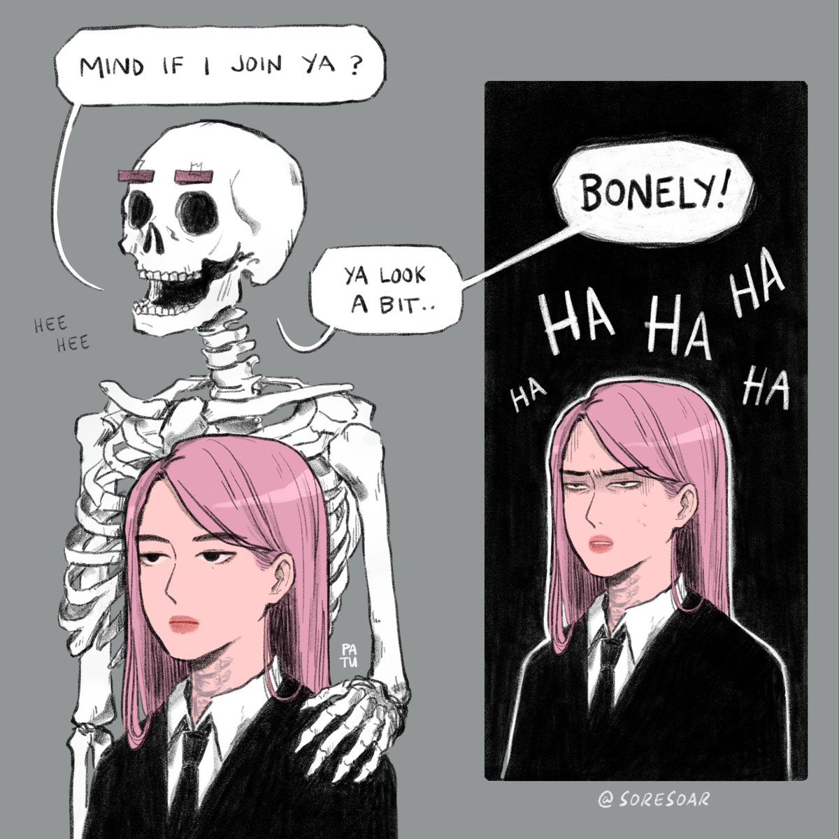 New OCs: Bexley and Grey :) Bexley wanted to look expressive so they made eyebrows out of sticky notes #originalcharacters #comic #patu_OCs 