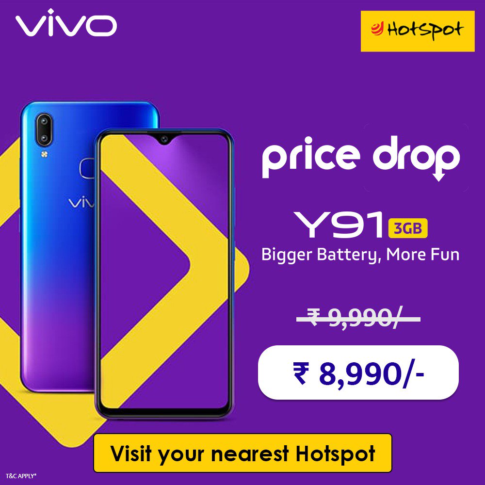 HotspotOfficiel's tweet image. #PriceSlashed
Don’t miss the amazing price drop offer on Vivo Y91 and Y91i.
Avail this exciting offer at your nearest Hotspot Store.
*T&amp;amp;C Apply
#Vivo #Vivosmartphone #Smartphonestore #Pricedrop #Offer #Offertograb #Offerofthemonth #Festiveoffer #Hotspotofficiel #VivoY91 #VivoY91i