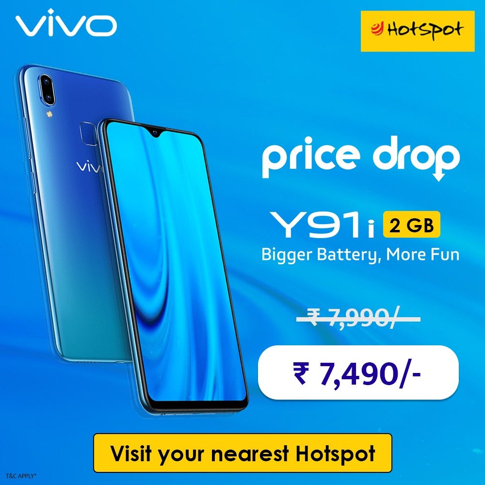 HotspotOfficiel's tweet image. #PriceSlashed
Don’t miss the amazing price drop offer on Vivo Y91 and Y91i.
Avail this exciting offer at your nearest Hotspot Store.
*T&amp;amp;C Apply
#Vivo #Vivosmartphone #Smartphonestore #Pricedrop #Offer #Offertograb #Offerofthemonth #Festiveoffer #Hotspotofficiel #VivoY91 #VivoY91i