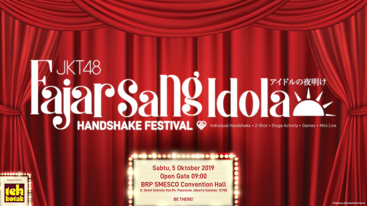 Menghitung jam untuk JKT48 'Fajar Sang Idola' Handshake Festival besok di BRP Smesco Convention Hall, Jakarta. Apakah kamu sudah siap? Nantikan berbagai macam aktivitas seru di sana! #JKT48FajarSangIdolaHSF https://t.co/GY7yG2WHrl