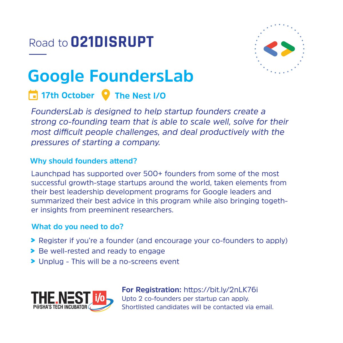 The Nest I O Sur Twitter We Are So Happy To Share That Google Is Hosting Its Second Workshop Google Founderslab On 17th Oct 9 Am 5 Pm At The Nest