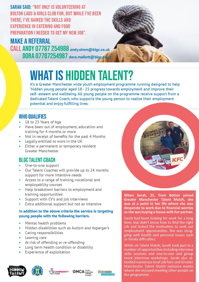 BLGCofficial's tweet photo. If you know someone who is looking to get into education or work and needs support please contact Andy or Dora on 01204 540111
#employment #hiddentalent @GMsHiddenTalent https://t.co/kyQP49lrO2