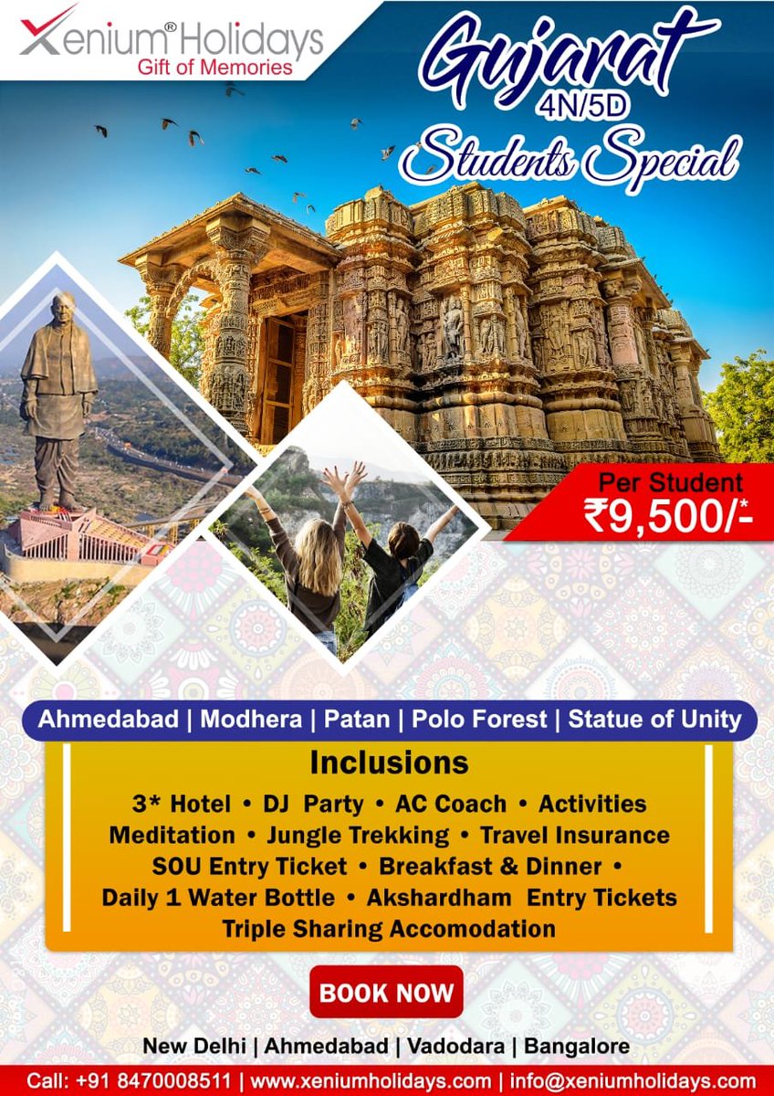XeniumBLR's tweet image. A wonderful opportunity to explore your country at a very reasonable price, 
To explore the Incredible India, step out and experience with Xenium Holidays😍😍 
Call at : +91-9482530109