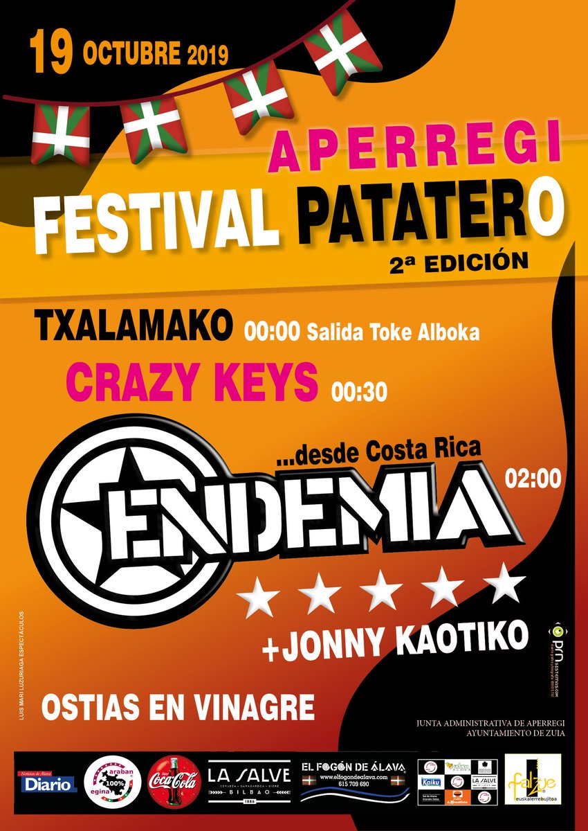 #conciertos #euskadi #eleuskoalaves #elfogondealava #19oct #zuia #festivalpatatero #azkeneuskadi #aperregi #endemia