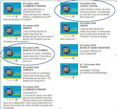 1 SEMAINE pour 1 EMPLOI, c'est quoi? Pour le département du Puy de Dôme #63 ce sont 9 manifestations pour l'Emploi! TOUS SECTEURS!
RDV le 8 à ST ELOYet le 10 à CHATEL GUYON pour les jobs dating du territoire de RIOM/STELOY
#1S1E #AvecPôleEmploi #VUM #Emplois #Recrutement