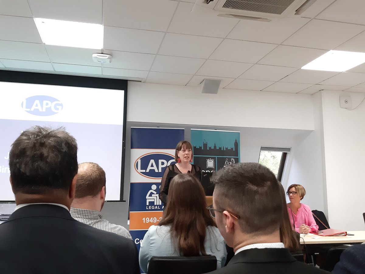What a powerful speech from @jessphillips at the Legal Aid Practitioners Group annual conference. Thread below with some of the many memorable things she said. #legalaid #lapgconf19