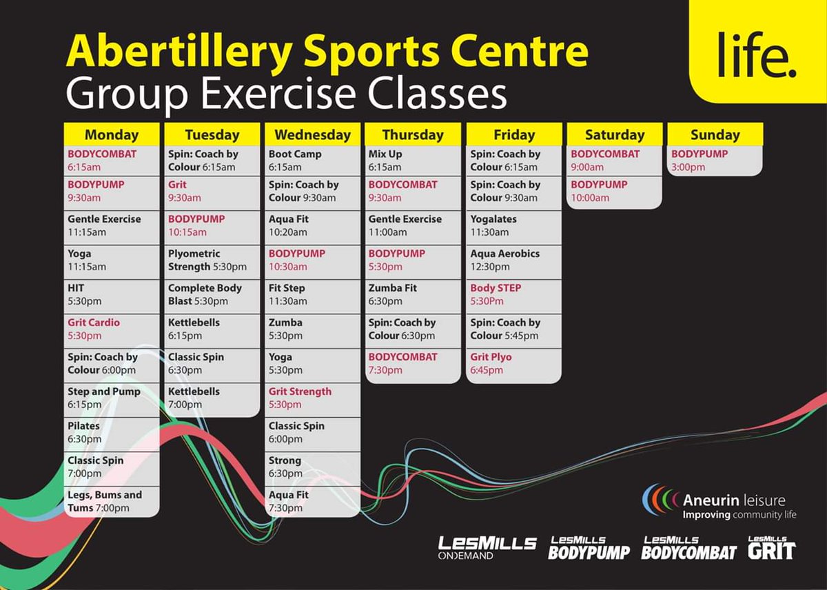 Aneurinleisure's tweet image. Our #GroupExerciseClass timetables will be changing slightly from Monday 7th October 2019

Here&apos;s our new timetables for all 3 #SportsCentres

If you have any queries please call us:
#Abertillery: 01495 357779
#EbbwVale: 01495 357777
#Tredegar: 01495 353395