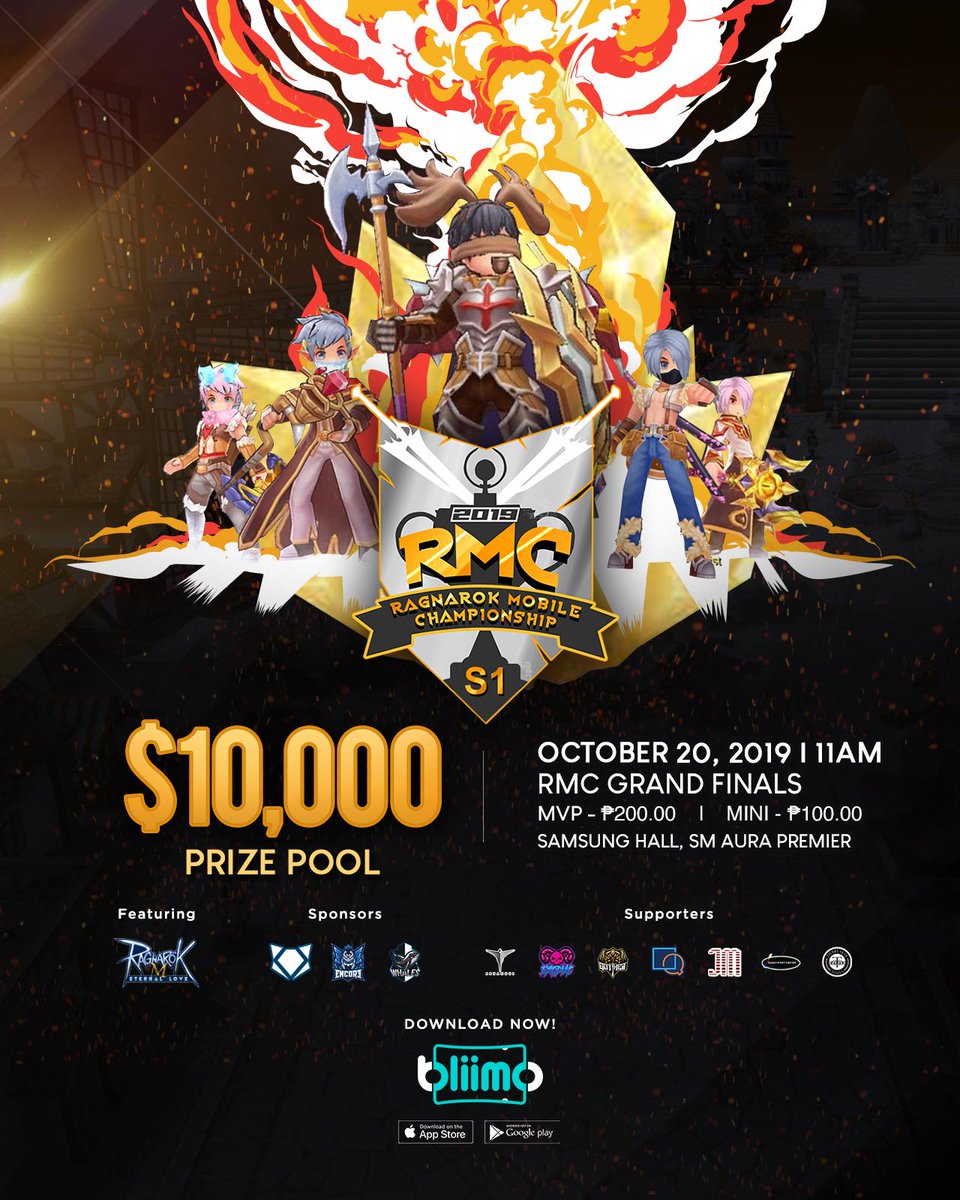 bliimo's tweet photo. Stock up on potions and activate your buffs⚔🛡💯!

The Ragnarok Mobile Championship is on and you wouldn't want to miss out on all the action and excitement!

Download the Bliimo app now!

Book, Pay, and Get Your Event Passes All In One App! #BookThereItIs https://t.co/G9MaKQCyWq