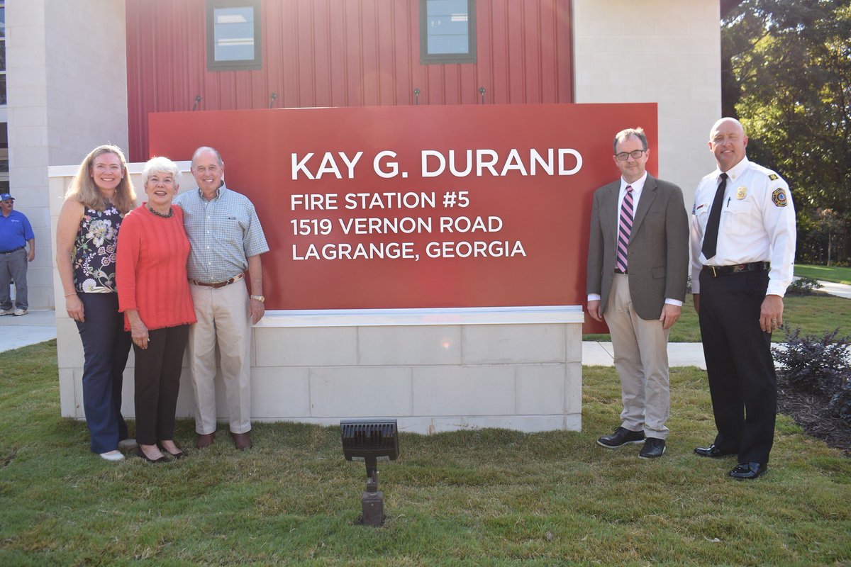 lagrangegaGOV's tweet photo. The new #LaGrangeGA Fire Dept. Station #5 is now officially in service! The new station is named for fmr City Councilwoman Kay Durand, the first female elected to the LaGrange City Council.
#KayGDurandFireStation #LFDStrong #lagrangega #cityinspired https://t.co/Yvg8pac8pn