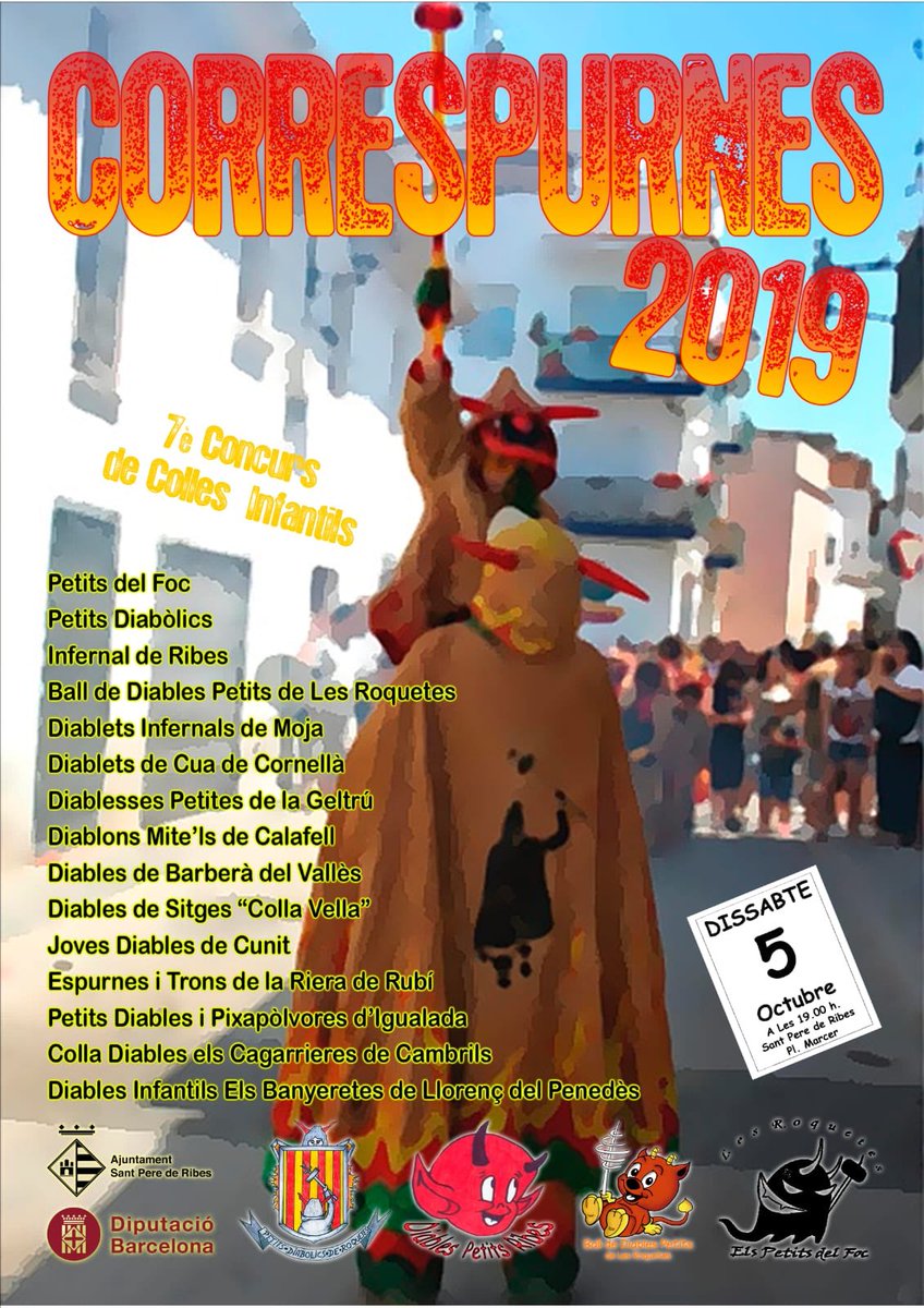 Tot a punt pel 10è #correspurnes a #spribes. Dissabte a les 18:00 mes de 600 canalles cremaran pels carrers de Ribes per celebrar el 40è Aniversari de <a href="/PetisRibes/">Diables Petits Ribes</a> salut i foc.
