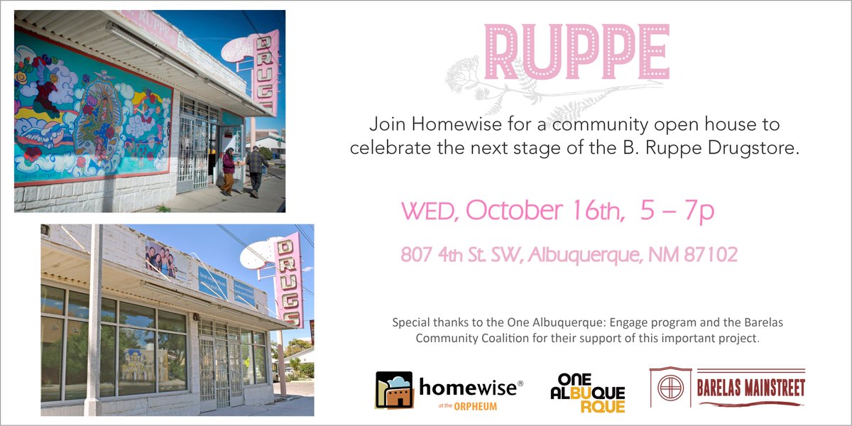 homewisenm's tweet image. Save the date! Please join us, @cabq, @MayorKeller, Barelas Main Street and the Zamora family as we honor the past and celebrate the future of this amazing building. Let us know you're coming at: facebook.com/events/7551893… #CommunityOpenHouse #TheBRuppe #Barelas #Homewise