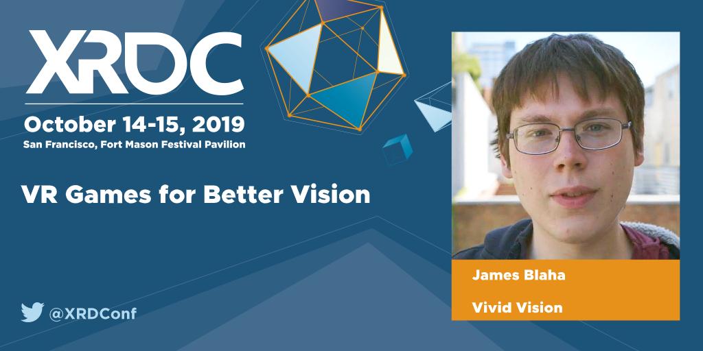 See <a href="/jamesblaha/">James Blaha</a> share how VR games can improve user vision at #XRDC19! 
schedule.xrdconf.com/session/vr-gam…