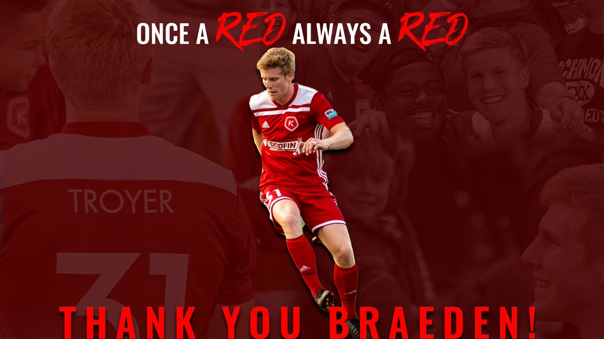 On Saturday, <a href="/Troyer13/">Braeden Troyer</a> will conclude his storied career for the Richmond Kickers.

Best of luck in your future endeavors and enjoy retirement. You've earned it!

Full Release: bit.ly/2OlhlEg

#RVAisRed | #ThankYouBraeden