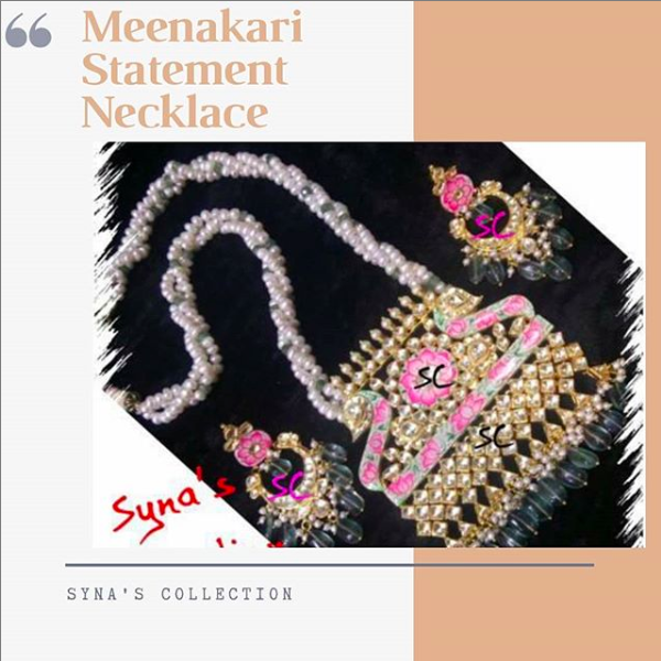 SynasCollection's tweet photo. Complete your festive look with this gorgeous MEENAKARI MAHARANI SET.

Comprising of KUNDAN studded in VILANDI setting with FLUORITE danglers this attractive set boasts of Semi-Real pearls in an Emerald string.

DM us to order this high end set today https://t.co/IFfF9aNFLU