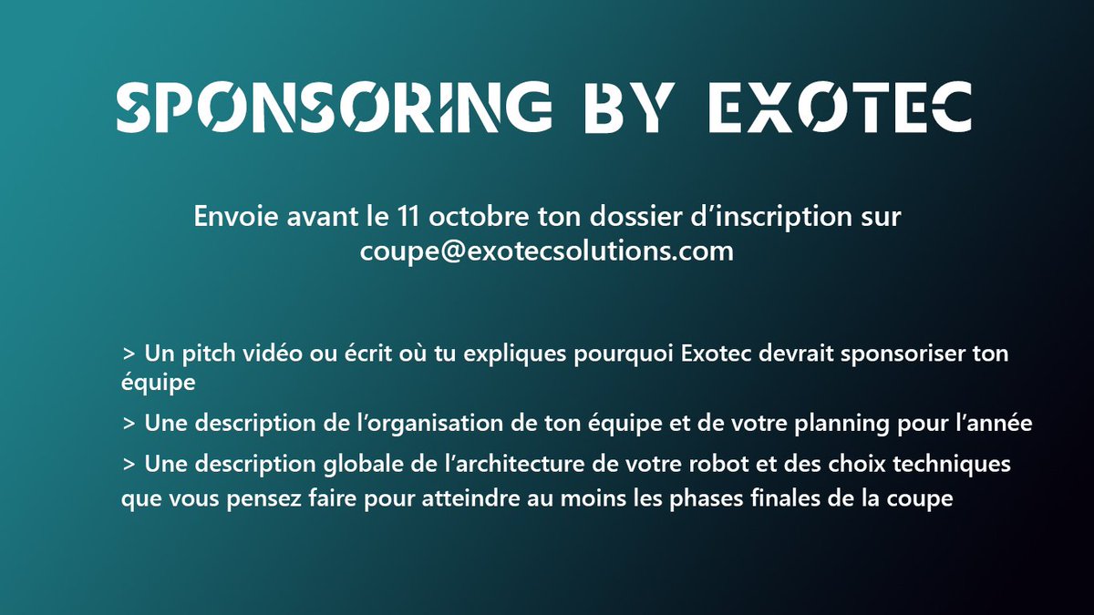 Vous êtes une équipe d’au moins 4 étudiants issue d'une école d’ingénieur / formation universitaire ? Vous êtes inscrits à la #CDR2020 organisée par <a href="/PlaneteSciences/">Planète Sciences</a> <a href="/larochesuryonfr/">La Roche-sur-Yon, Ville & Agglomération</a> ? Tentez de remporter une formation sur l’ingénierie système et 8000 € pour la <a href="/CoupeRobotique/">Coupe de France de Robotique</a> !