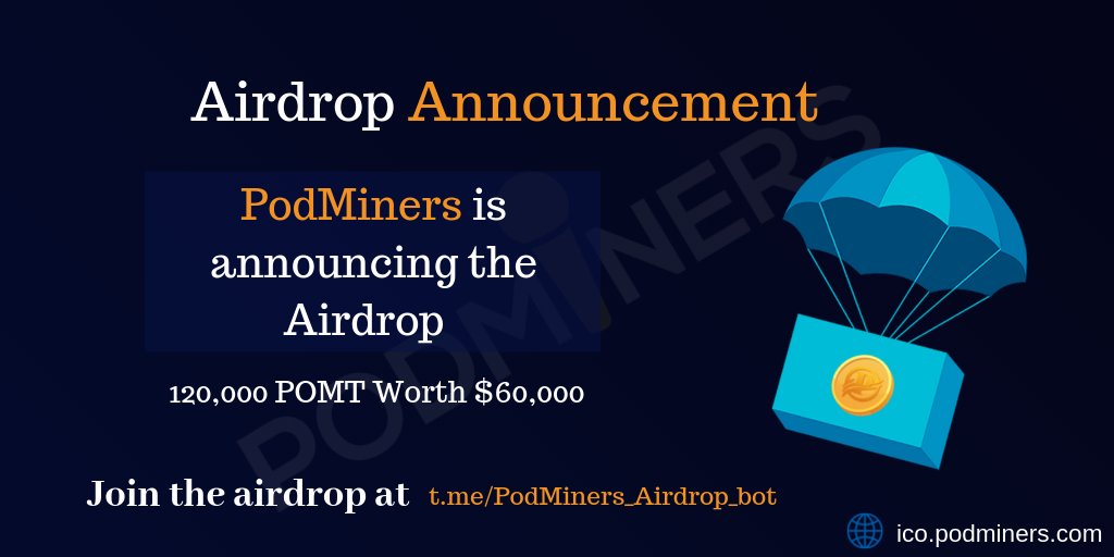 PodMiners's tweet image. 🔥🔥AIRDROP IS LIVE 🔥🔥

We're happy to inform our community that our #airdrop is live. Kindly chat up our airdrop bot: @PodMiners_Airdrop_bot on #Telegram &amp;amp; strictly follow the instructions.

If you've any airdrop queries, kindly ask in @PodMiners_Airdrop_support

#airdropalert