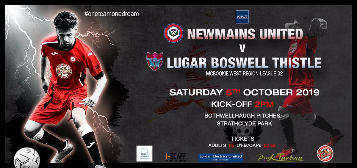 Newmains United v <a href="/fc_lugar/">LugarBoswellThistleFC</a> 
Saturday
NOTE: Change of venue

Graphic: Martin Marshall. More at facebook.com/martinmarshall… or instagram.com/martinmarshall…

<a href="/glasgowtigers/">Glasgow Tigers</a> <a href="/i_scaff_Ltd/">I-SCAFF Access Sol</a> <a href="/NHS24/">NHS 24</a> #breathingspace #pinkturban #jordanelectrics <a href="/Layheruk/">Layher UK</a>