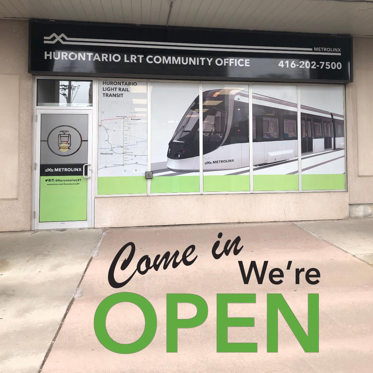 BramptonDowntwn's tweet photo. Want to learn more about the @HurontarioLRT? A community office is now open at 17 Ray Lawson Blvd #Brampton (Tues 9-1 + Thurs 1-4).

This new light rail service will connect people from the Port Credit GO station to the Brampton Gateway Terminal.

@Metrolinx #HurontarioLRT #HMLRT https://t.co/lBeN3ZGNL4