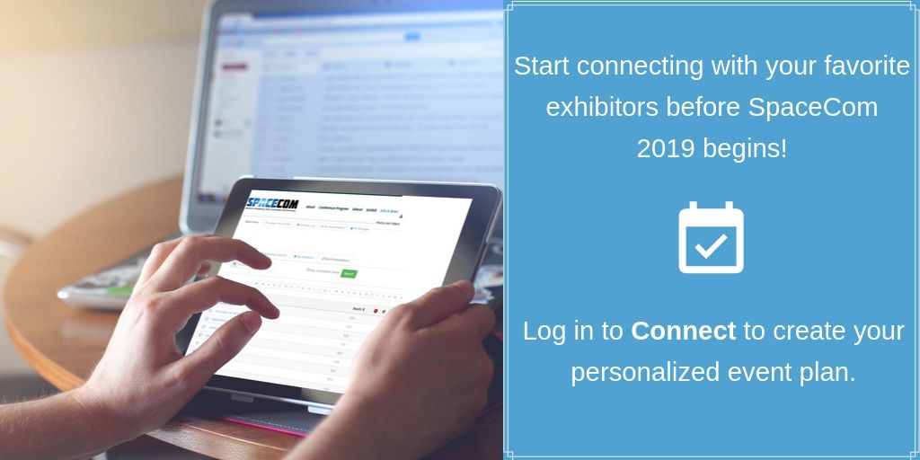 a2zDigitalMedia's tweet photo. .@SpaceComExpo Attendees: Log in to Connect to start networking with your favorite exhibitors and schedule appointments with them before #SpaceCom2019 even begins! https://t.co/XWAUuL5osT https://t.co/MKlK40oMUE