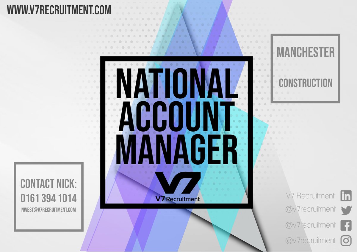 V7Recruitment's tweet photo. 🚨National Account Manager - Manufacturing🚨

We are looking for National Account Managers in Manchester! For more information or to apply for this role, follow the link >>> https://t.co/mnPOA5Frgi

Or contact Nick:
0161 394 1014
nwest@v7recruitment.com

#construction #jobs https://t.co/km337yyQwy