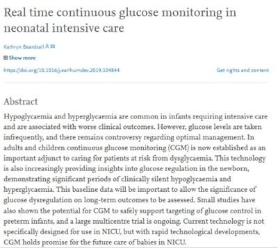 PaediatCam's tweet image. Real time continuous glucose monitoring in neonatal intensive care, by @BeardsallKathy, is published now in #EarlyHumanDevelopment. doi.org/10.1016/j.earl… #glucose #intensivecare #neonates #neonatal #preterm #CGM