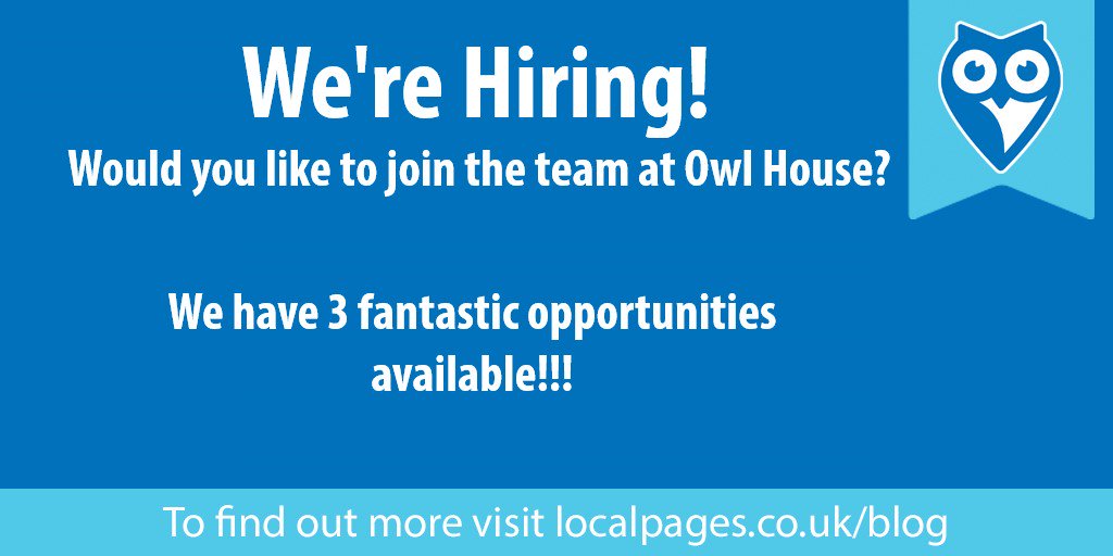 tweetlocalpages's tweet photo. Are you looking for a new #career opportunity?
We are currently recruiting for 3 roles at #LocalPages!
Click here to find out more - https://t.co/fix16D5XcJ
#recruitment #marketing #officelife #littlebluebook #teamBoristheowl #Jobs #JobVacancy #JobAlert #recruiter #RetweeetPlease https://t.co/6urvNUGGP3