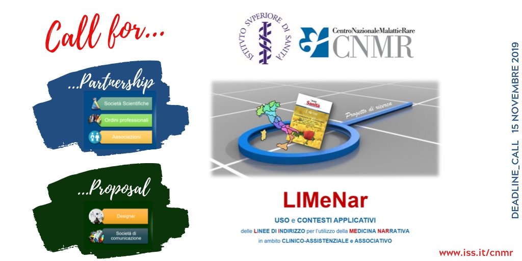 Istituto Superiore di Sanità (@istsupsan) on Twitter photo Al via #LIMeNar, un progetto del <a href="/cnmr_ISS/">NationalCentre forRD</a> per valutare l'uso delle #Lineediindirizzo della #MedicinaNarrativa nell'ambito delle #malattierare e cronico-degenerative. Aperte 2 Call for #partnership e #proposal (deadline: 15.11.2019) tinyurl.com/y6gy9cpx
<a href="/DTaruscio/">Domenica Taruscio</a> Al via #LIMeNar, un progetto del <a href="/cnmr_ISS/">NationalCentre forRD</a> per valutare l'uso delle #Lineediindirizzo della #MedicinaNarrativa nell'ambito delle #malattierare e cronico-degenerative. Aperte 2 Call for #partnership e #proposal (deadline: 15.11.2019) tinyurl.com/y6gy9cpx
<a href="/DTaruscio/">Domenica Taruscio</a>