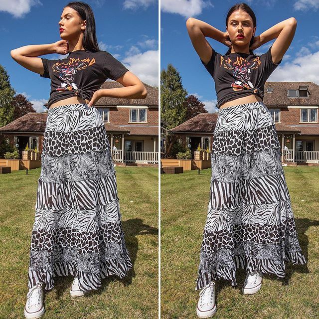 The shop is loading on DePop 💥We’ll be featuring items to buy now, DM for details of how to pay via Instagram or you can purchase on our Depop store 💜
————————————
*90s zebra print skirt in light weight fabric £12
*Band Tee £12
Model is 5ft 5 and UK … bit.ly/30JzCOq