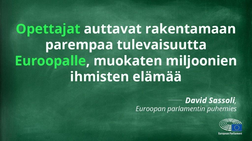 EP_Suomi's tweet photo. Hei ope, hyvää ja ansaittua #opettajienpäivä​ä! 👩🏫👨‍🏫 Haluaisitko lisätä oppilaidesi 🇪🇺EU-tuntemusta? Ilmoittaudu mukaan Euroopan parlamentin kouluohjelmaan 31.10. mennessä! Lisätietoa 👉 
https://t.co/cnEnEoPNO0
#EPASFinland #HYOL  #worldteachersday2019 https://t.co/TgS86Q1eBS