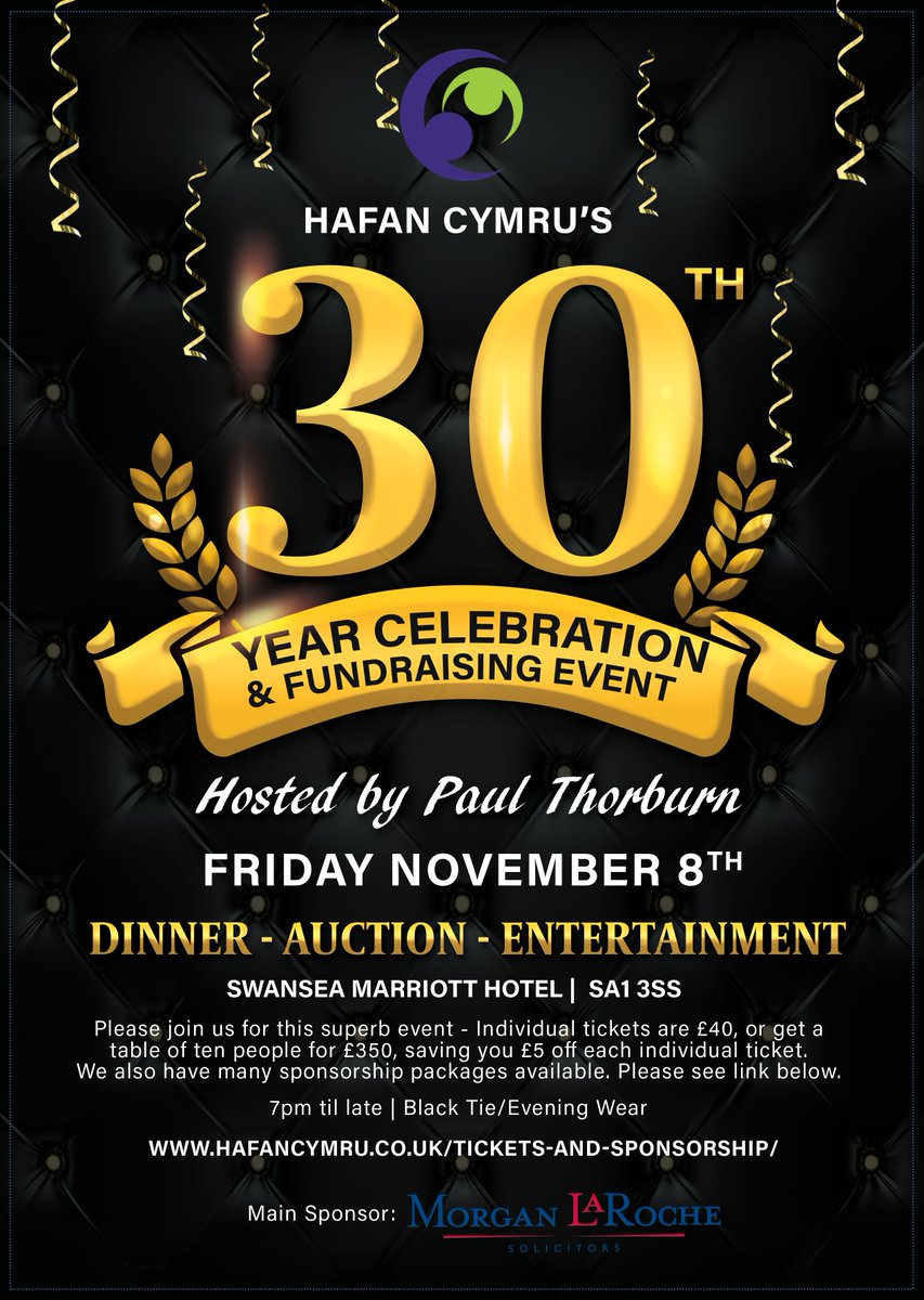 5 WEEKS TO GO 🥳
Please support Hafan Cymru by sponsoring our fundraising event or purchasing tickets - this will help us raise money to organise activities &amp; events for our worthy clients and their families.
Tickets and sponsorship packages available at: bit.ly/2I6Dy5I