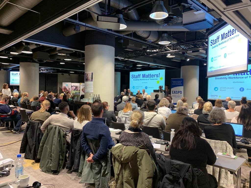 FundGentis's tweet photo. At @EASPD_Brussels conference on #staffmatters in social care and support sector. Time to discuss about "live communities" for real inclusion and mutual supports exchange #Disabilities #FundInclusion #SocialDialogue @kvpsfi @MyEDF #UNCRPD @LZelderloo @EPSUnions https://t.co/VEZ6YMU7Bn