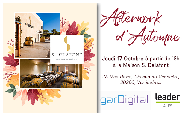 garDigital's tweet photo. #SaveTheDate 🗓⏰
@garDigital et @LeaderAles co-organisent leur #afterwork d'octobre.
Rendez-vous le 17 octobre à partir de 18h à la Maison S.Delafont (ZA Mas David, Chemin du Cimetière, #Vézénobres)
#garDigital #LeaderAlès #MaisonSamuelDelafont #nimes #ales #gard https://t.co/1WLRVf49Zk