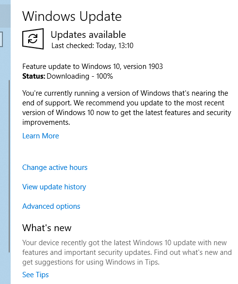 My computer tells me it has recently got the most recent update but it is also nearing the end of support and should be updated. I think it is confused, and now I am too.