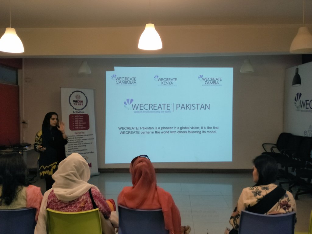 weconpak's tweet photo. Sumera Abbasi, manager of WECREATE Pakistan, telling us a bit about the importance of spaces for women entrepreneurs, and Startup Academy 

#wetribe #wecon #weconpak #GirlPower https://t.co/ZFdILqavT1