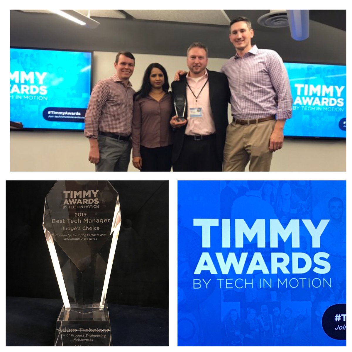 hatchworksinc's tweet photo. Congrats to our CTO Adam Tichelaar for winning the Timmy Award for Best Tech Manager in Atlanta. The entire team at HatchWorks  appreciates all he does every day to lead our engineering team and deliver for our clients. #timmyawards #teamhatchworks #awards https://t.co/l7N04RW66Q