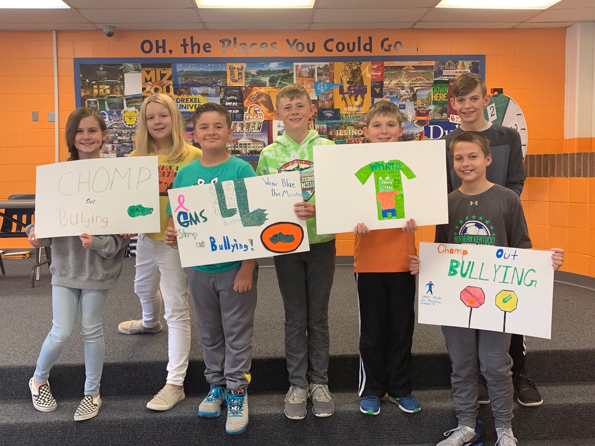 Look around the school for these posters of positivity!! Student council anti-bullying awareness day is Monday 10/7!! Wear blue to show alliance 💙💙 #gatorschompoutbullying @Gray_Middle <a href="/CouncilGators/">Gators Student Council</a> <a href="/CoachArvin/">David Arvin</a> <a href="/Mrs_Casson/">Sarah Casson</a> <a href="/AmonHahoffman80/">Heather Amon</a>