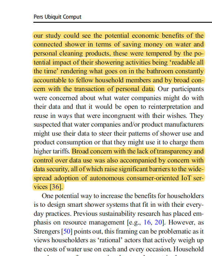 DataAsMovement's tweet photo. Ever wondered why isn't more surveillance &amp; economic exploitation in [insert random area]? Fear not! The developers of the #internetofshit are on it. Today: The connected shower! New features incl. green washing, ethnomethodology and applied epistemological ignorance for privacy! https://t.co/JUj6BE7F8M