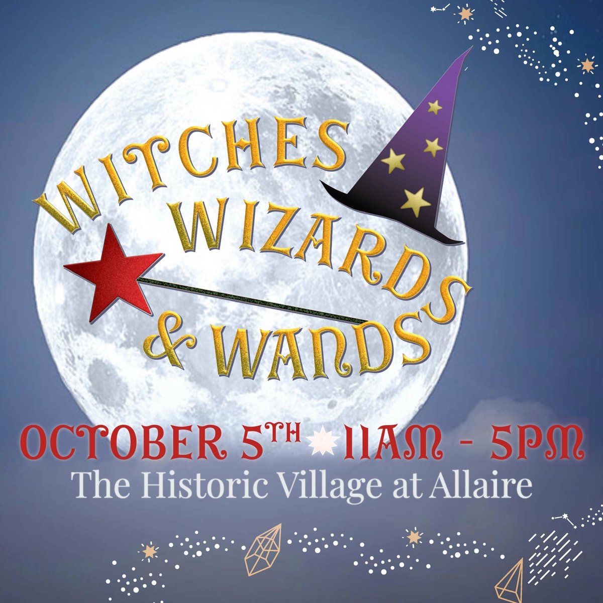 Witches, Wizards &amp; Wands this Saturday, October 5 <a href="/AllaireVillage/">Allaire Village</a> w/ a dog costume contest, children’s activities, strolling magicians, a bubble fairy, witches, fortune-telling, a renaissance trio &amp; food trucks #witcheswizardswands #njhalloween #njfestival #njwizards