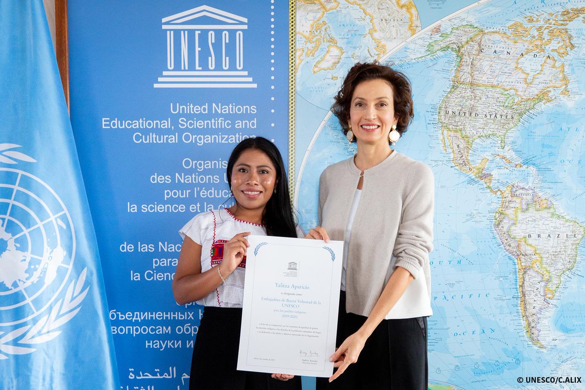 UNESCO_es's tweet photo. "Desconocemos que las comunidades indígenas son parte de nosotros. Espero que en un futuro aprendamos a convivir en sociedad y podamos aprender de estas comunidades."

¡Felicidades @YalitzaAparicio ! Nueva Embajadora de Buena Voluntad de la #UNESCO 

¡Bienvenida a la familia! 👏 https://t.co/zZKkuk6S37