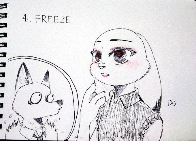 #Inktober2019
#Zinktober2019 
4.FREEZE
ジュディさんの顔は本物の化粧品使ってます 
