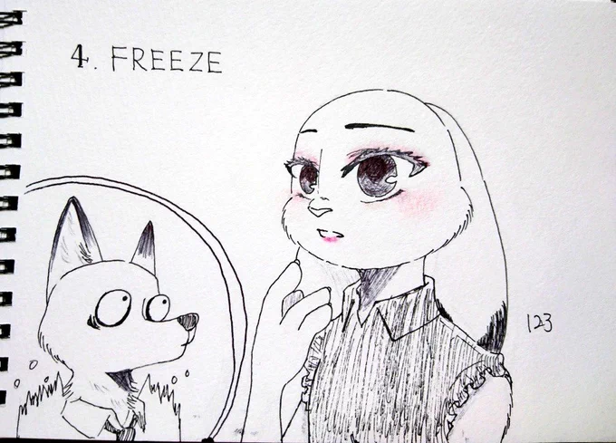 #Inktober2019
#Zinktober2019 
4.FREEZE
ジュディさんの顔は本物の化粧品使ってます 