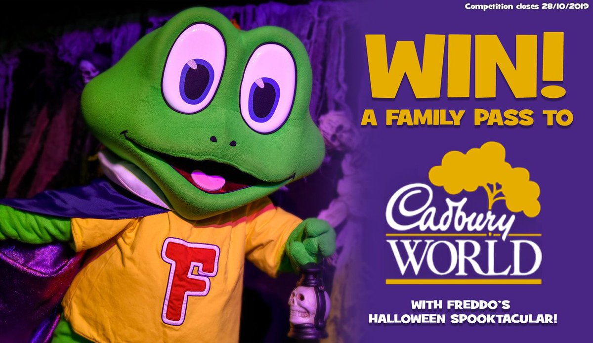 #WIN!

A family pass to <a href="/CadburyWorld/">Cadbury World</a> for Freddo's Halloween Spooktacular.

FOLLOW + RT before midnight on 28 October for your chance to enter!