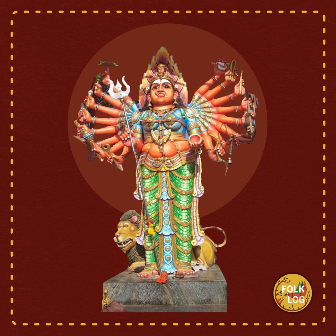 folklog's tweet photo. As #FolkLog traveled through Thanjavour this colourful sculpture of Goddess #Durga reminded us of the fury of the goddess as she faced #Mahishasur in the form of #Katyayani.
#IndianFolk #DurgaMa #Navratri #Folk #IncredibleIndia https://t.co/T0DyKcdZai