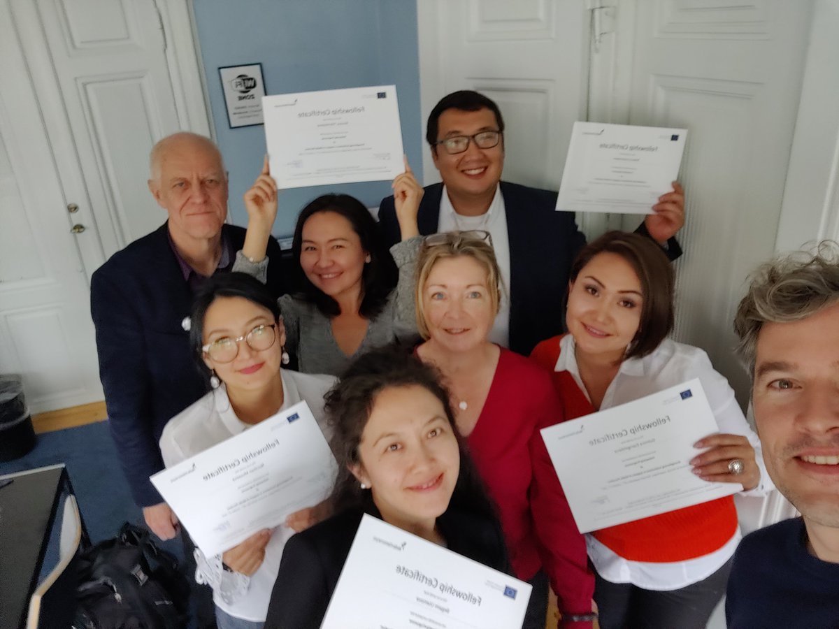 At the end of our intensive Fellowship programme in Copenhagen our five Fellows from Kyrgyzstan are ready to go home and empower media. We are very proud of their work. @mogensbb