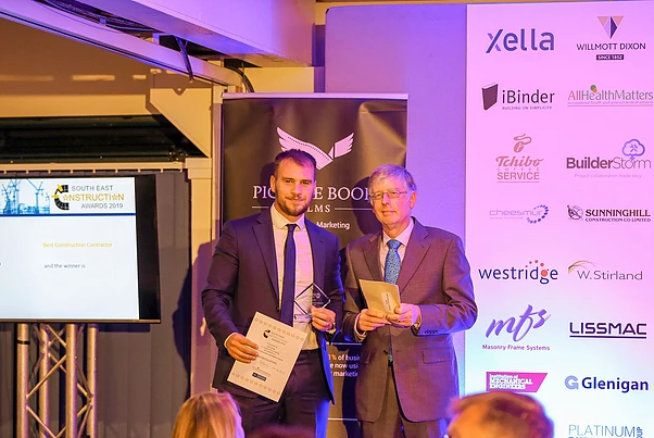 BJFLtd's tweet photo. The official photos from the @ConstructExpo South East Construction Awards have been released!
Here's our very chuffed MD Barry Foster accepting the Best Construction Contractor Award.
#ConstructAwards #SouthEastConstructionExpo https://t.co/F9kxxW4RkR